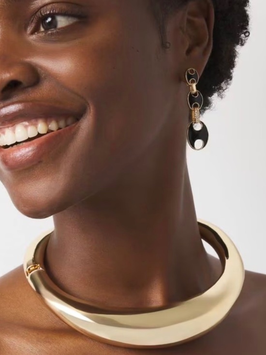White House Black Market Jewelry - White House Black Market Gold Sculptural Hinged Collar